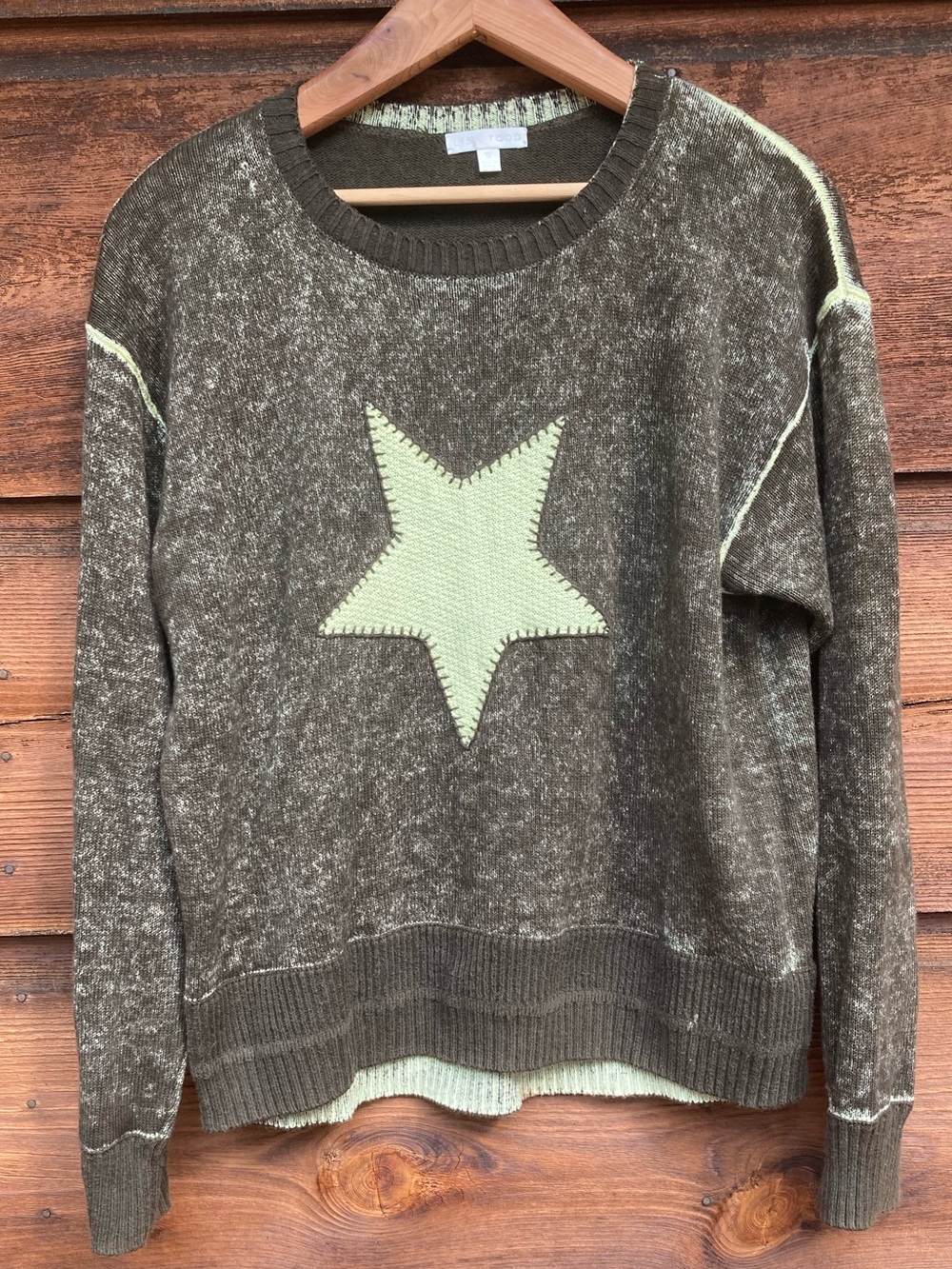 LISA TODD Cotton & Cashmere Star Crewneck Sweater